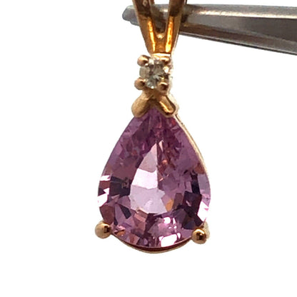 Designer 14K Yellow Gold Pear Amethyst & Round Diamond Accent Drop Pendant