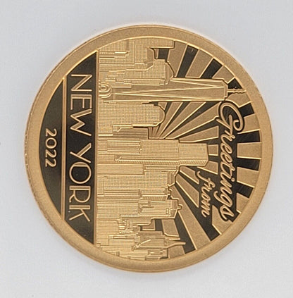 2022 $5 Cook Islands NGC PF70 Proof Cameo Big City Lights NY 1/2g .999 Gold Coin