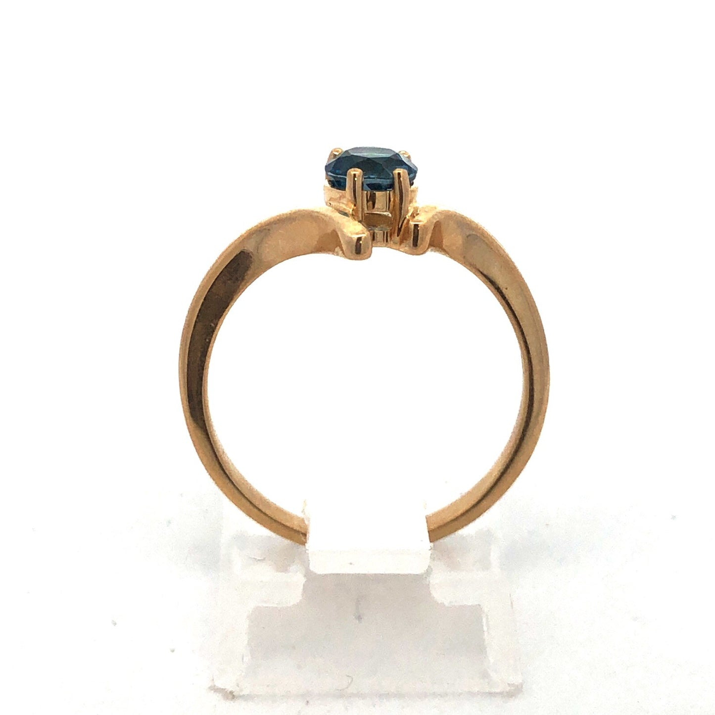 Vintage 14k Yellow Gold London Blue Topaz Ring Size 7.25