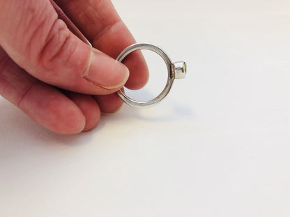 Designer Sterling Silver 925 Round Peridot Station Stackable Band Ring