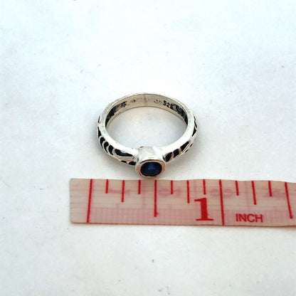 925 Sterling Silver Round Blue Cubic Zirconia CZ Open Work Band Size 6 Ring