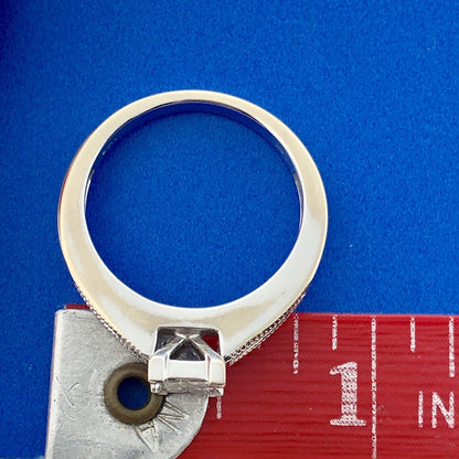 14k White Gold Ring Invisible Set Princess Diamonds Round Diamond Accents