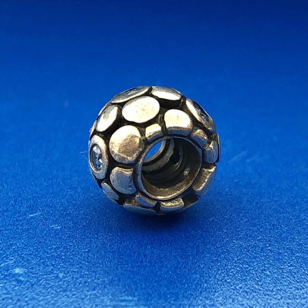 Authentic PANDORA ALE Sterling Silver Blue CZ Bubbles 790329CZB Charm Retired