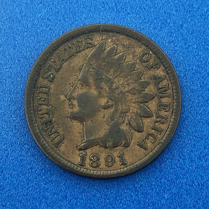 1891 Indian Head One Cent Penny Type 3 Bronze Better Key Philadelphia Coin