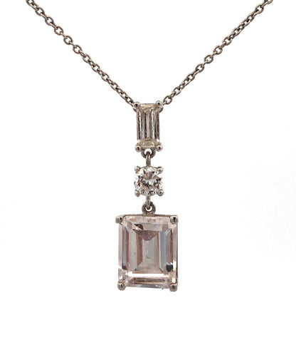 Designer 925 Sterling Silver Cubic Zirconia CZ Drop Dangle Pendant Necklace