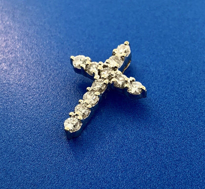 14K White Gold Diamond Cross Religious Communion Confirmation Bridal Pendant