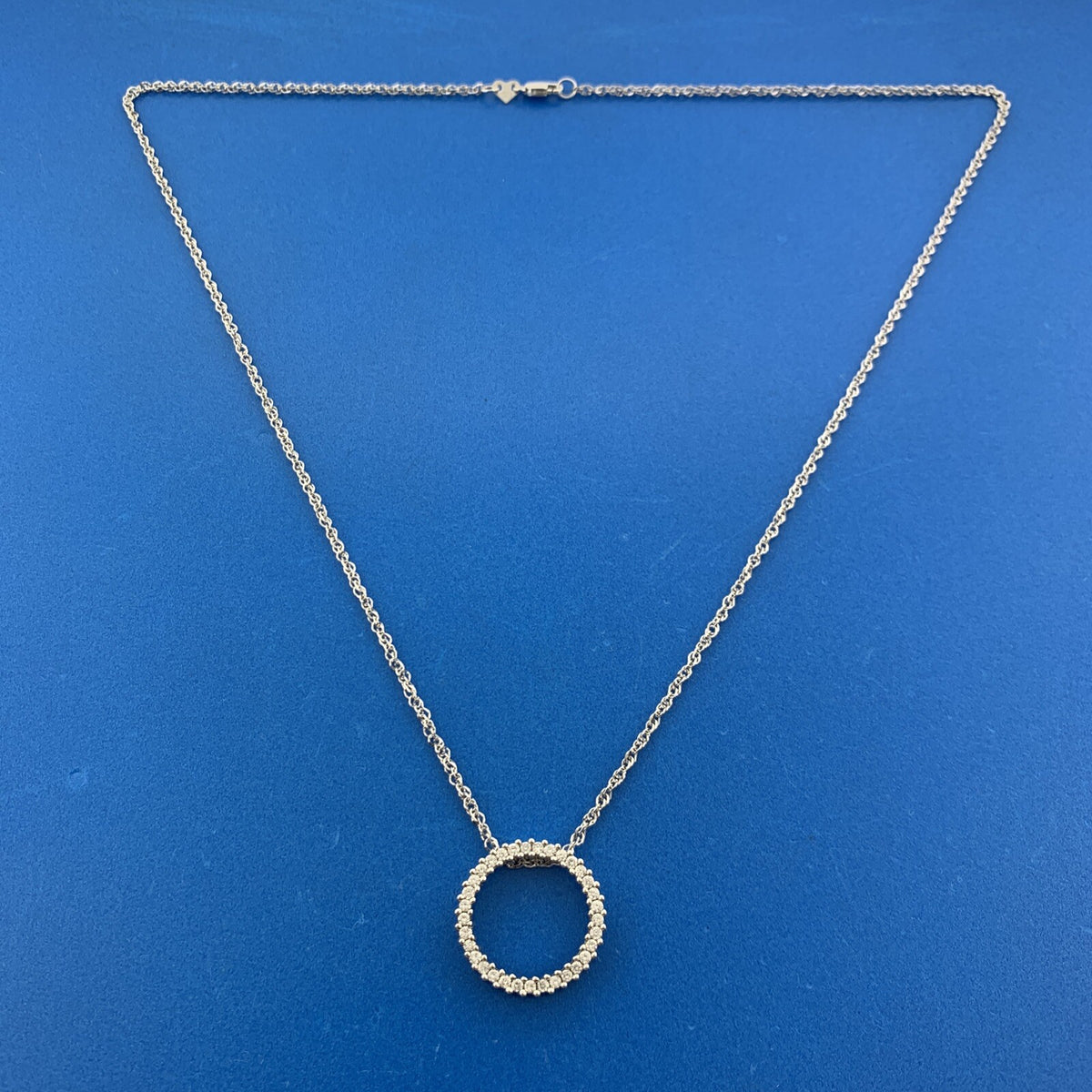 Designer 14K White Gold Diamond Infinity Eternity Anniversary Pendant Necklace