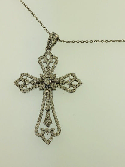 Jacmel Mauitius JCM Sterling Silver 925 Cubic Zirconia Statement Cross Necklace
