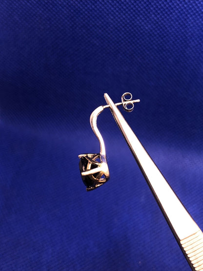 Designer RCJ 925 Sterling Silver Round Black Onyx Drop Stud Earrings