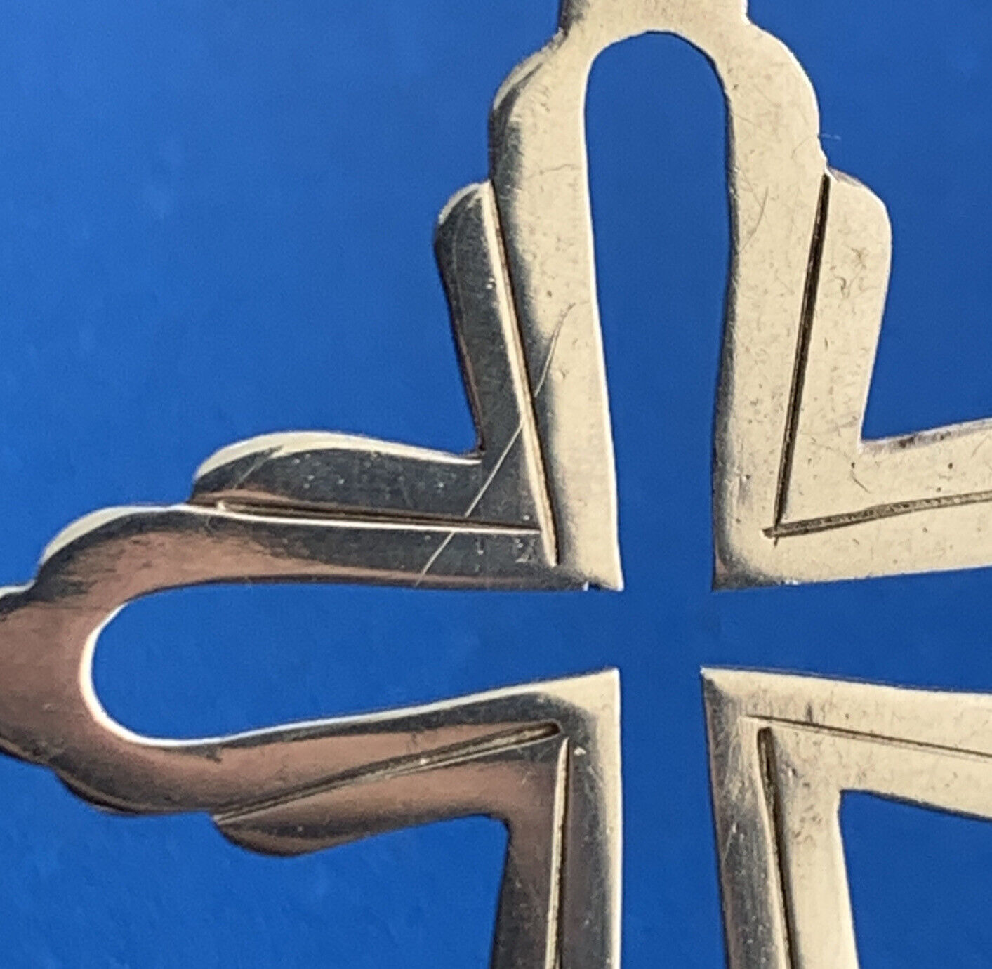 Vintage 925 Sterling Silver 3 Dimensional Midsize Cutout Cross Pendant