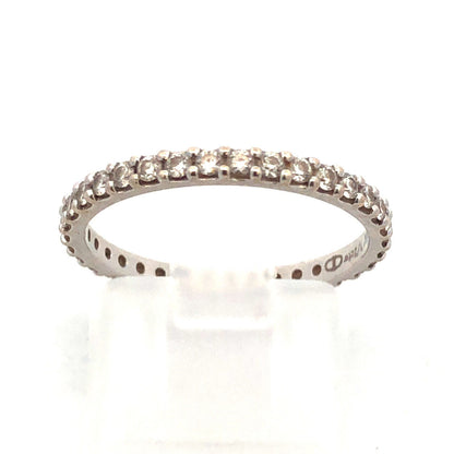 14K White Gold Round Diamond Wedding Anniversary Stacking Band Ring