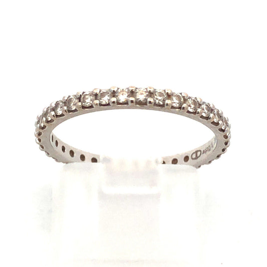 14K White Gold Round Diamond Wedding Anniversary Stacking Band Ring