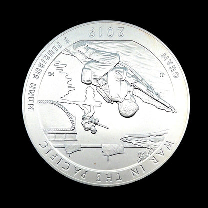 2019 P America The Beautiful Guam War in The Pacific 5 oz Silver Quarter Coin