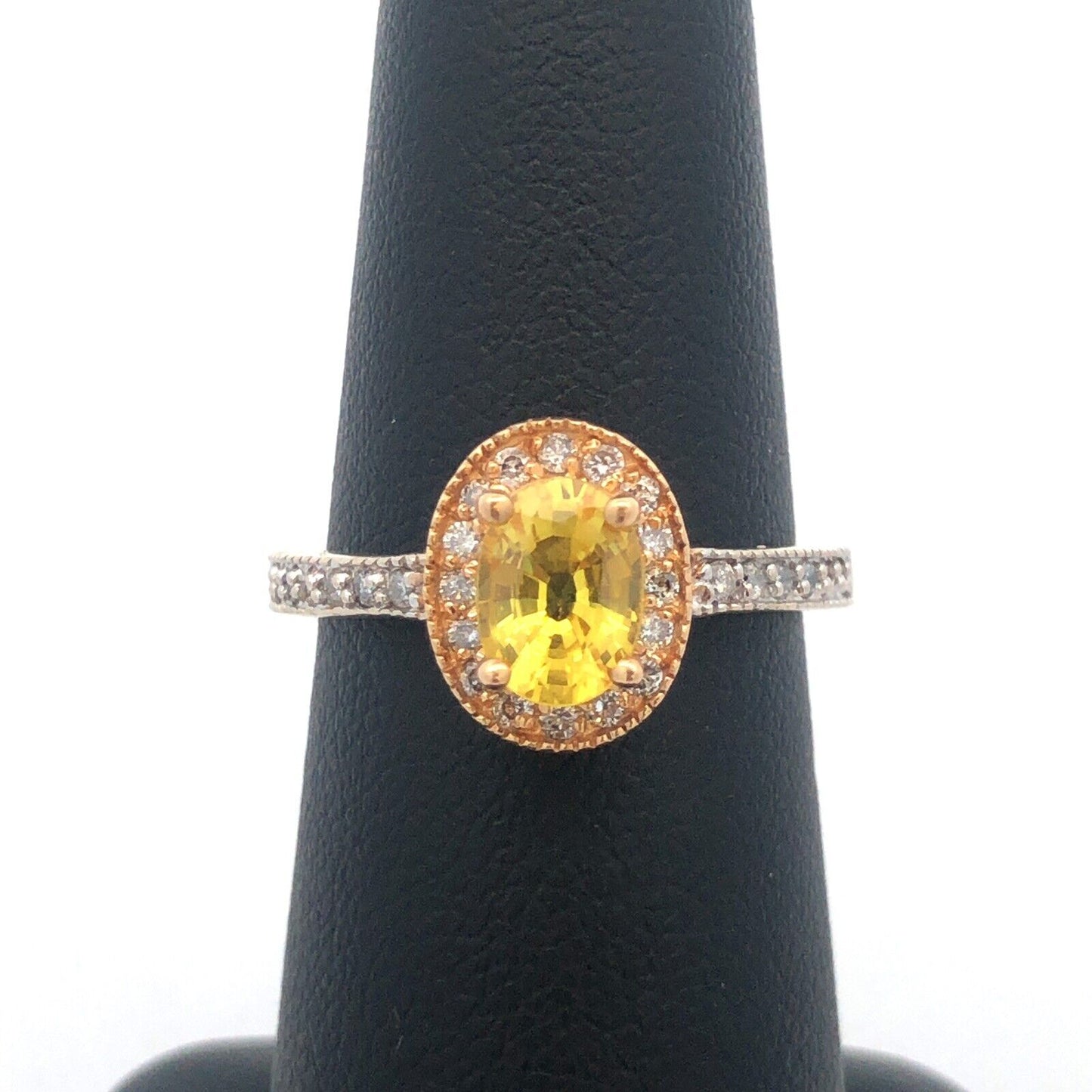 Designer 14K Yellow and White Gold Oval Citrine Diamond Halo Cocktail Ring