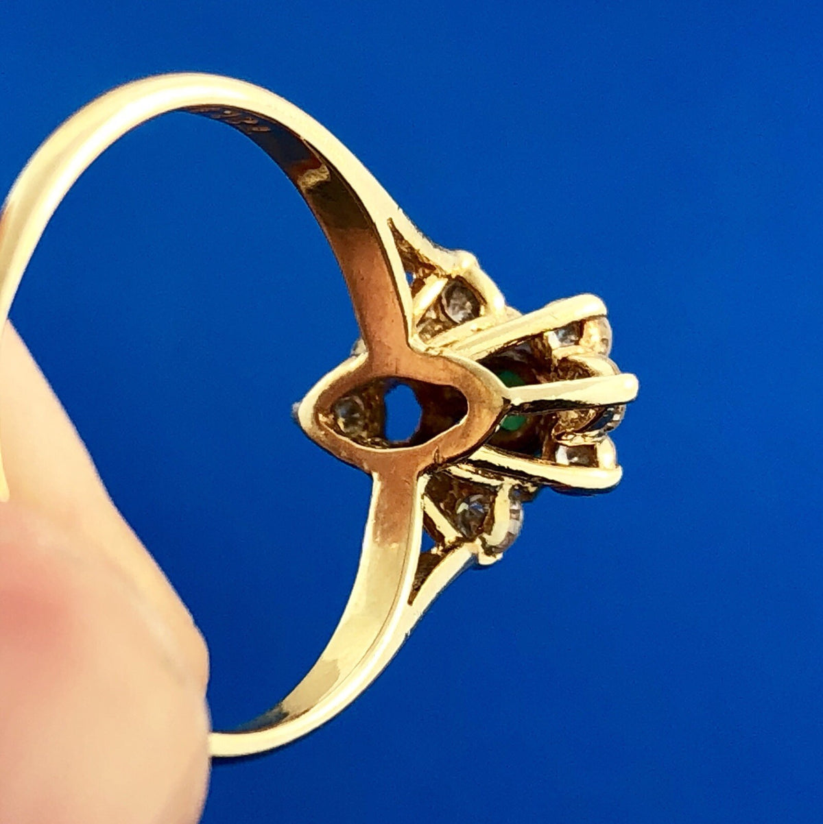 Brilliant 14K Yellow Gold Emerald Diamond Accent May Anniversary Cocktail Ring