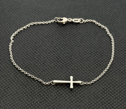 Designer James Avery 925 Sterling Silver Petite Latin Cross Link Chain Bracelet