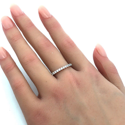 925 Sterling Silver Cubic Zirconia CZ Infinity Eternity Wedding Band Ring
