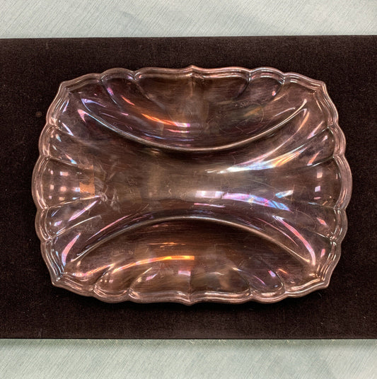 Reed Barton Silverplate Chippendale 66 Three Part Relish Serving Holloware Dish