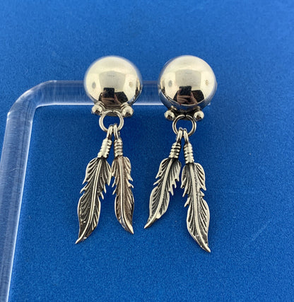 Stunning Sterling Silver 925 Circle Eagle Bird Feathers Stud Dangle Earrings