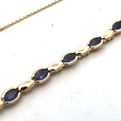Designer MQ 14K Yellow Gold Oval Tanzanite Tennis Bracelet