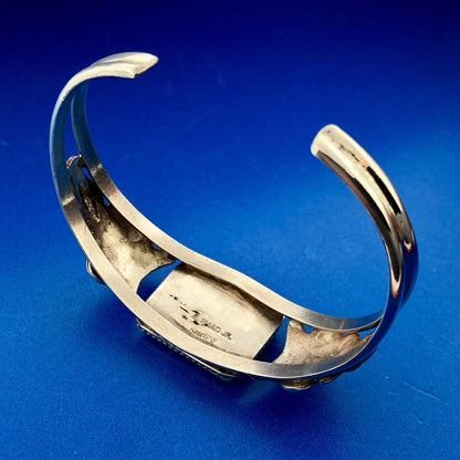 Vintage Benjamin Piaso Jr Navajo Sterling Silver Turquoise Mosaic Cuff Bracelet