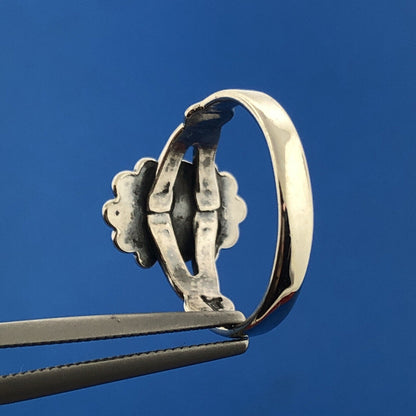 Stunning Sterling Silver Native American Cabochon Turquoise Oval Ring Size 5