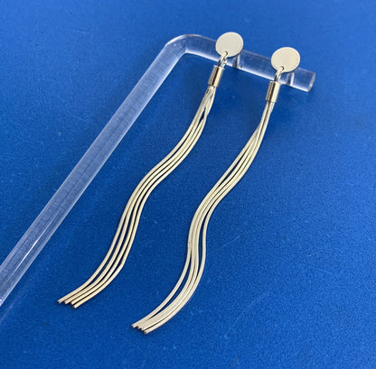 Designer 925 Sterling Silver 4 Strand Snake Chain Drop Dangle Stud Earrings