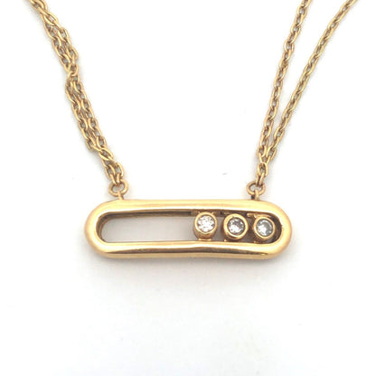 Designer Pacha 18K Yellow Gold Diamond Bar Double Oval Link Chain Necklace