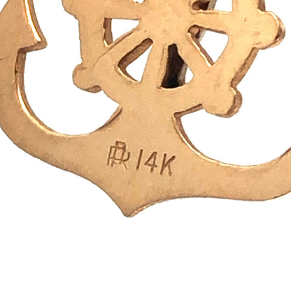 Designer 14K Yellow Gold Sailor's Crucifix Anchor Ships Wheel Charm Pendant