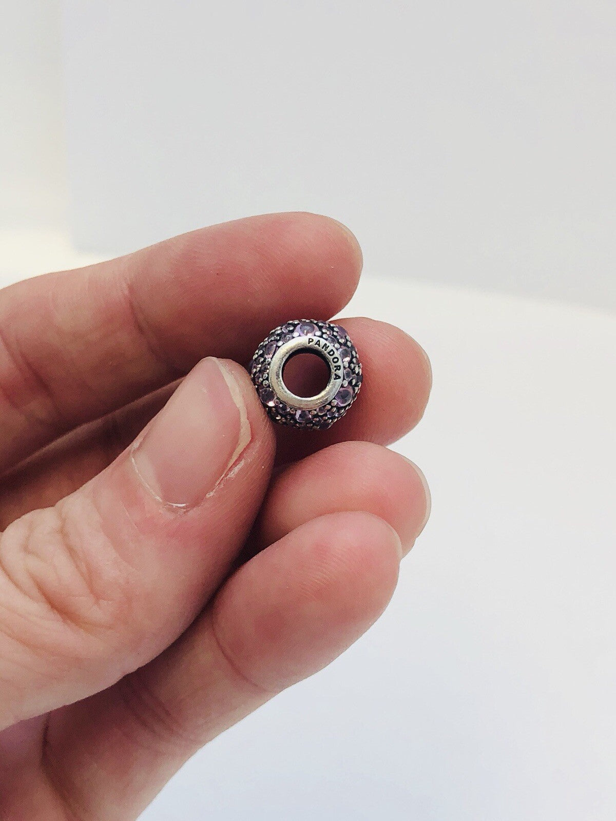 Authentic Pandora Light Pink Pave Lights Sterling Silver Bead Charm 791051PCZ