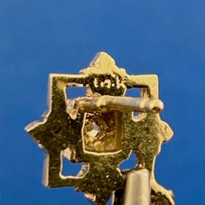 Vintage Art Deco 14K Yellow Gold Diamond Drop Dangle Stud Earrings