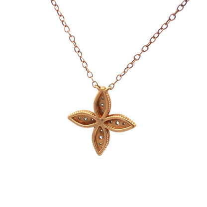 Designer 14K Yellow Gold Diamond Floral Pinwheel Necklace