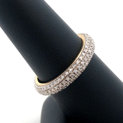 Designer R 925 Sterling Silver Vermeil Two Tone Diamond Textured Band Ring