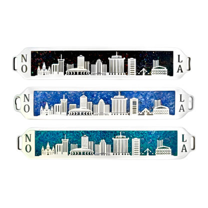 NOLA New Orleans Skyline Sterling Silver 925 Bello Opal Inlay Panel Bracelet