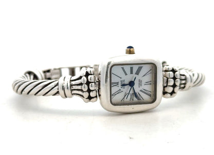 Anne Klein 925 Sterling Silver Mother of Pearl Roman Numerals Cable Watch