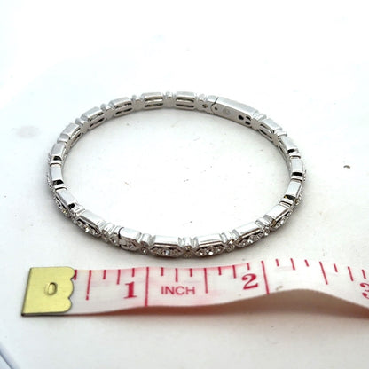 Designer NADRI Silver Toned Sparkling Cubic Zircona CZ Hinged Bangle Bracelet