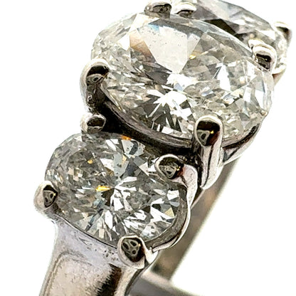 Classic 14k White Gold Oval Diamond Trio Engagement Ring