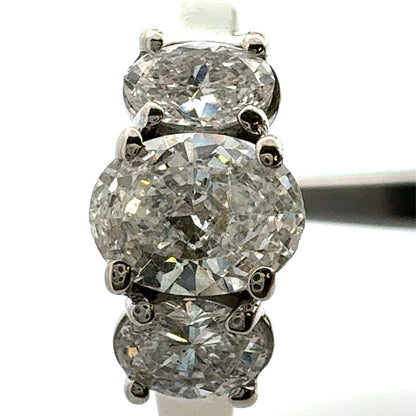 Classic 14k White Gold Oval Diamond Trio Engagement Ring