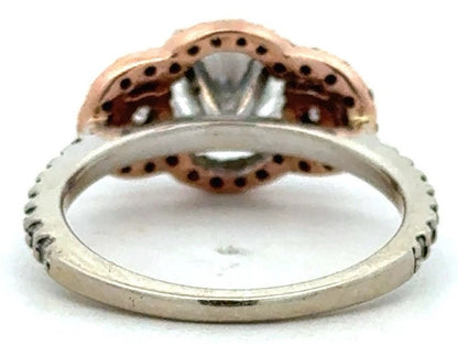 Designer Forever Brilliant 14K White Yellow Gold Moissanite Trio Engagement Ring