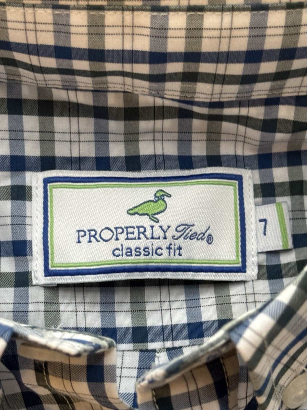 Properly Tied Classic Fit Blue Green Plaid Long Sleeve Boys Button up Shirt 7