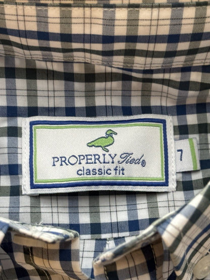 Properly Tied Classic Fit Blue Green Plaid Long Sleeve Boys Button up Shirt 7