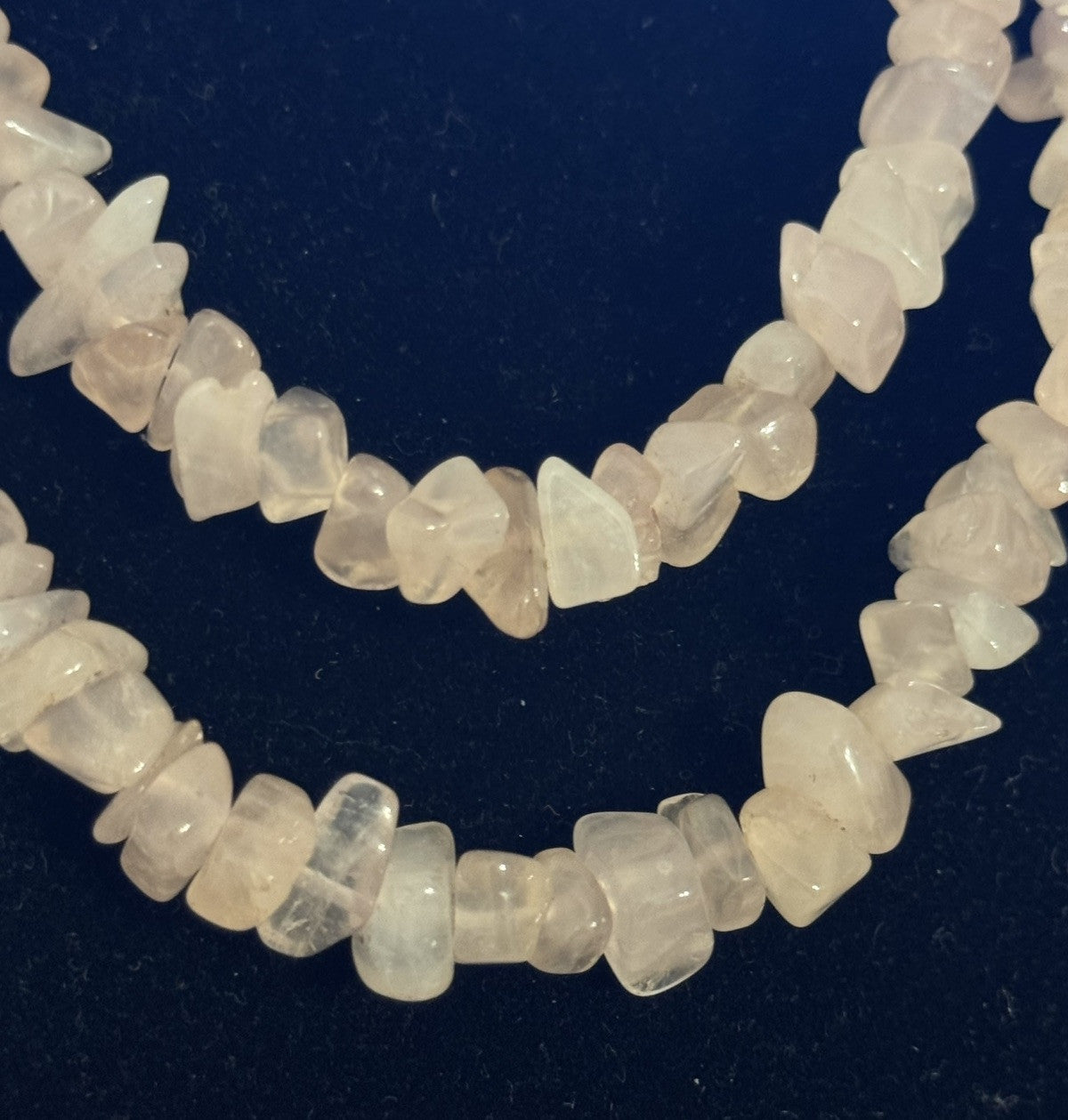 Estate Stone Of Love Pink Rose Quartz Beaded Shard Statement Necklace