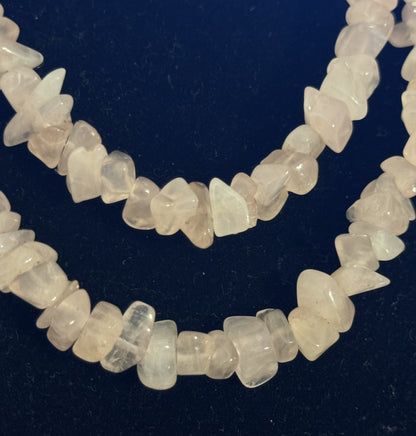 Estate Stone Of Love Pink Rose Quartz Beaded Shard Statement Necklace