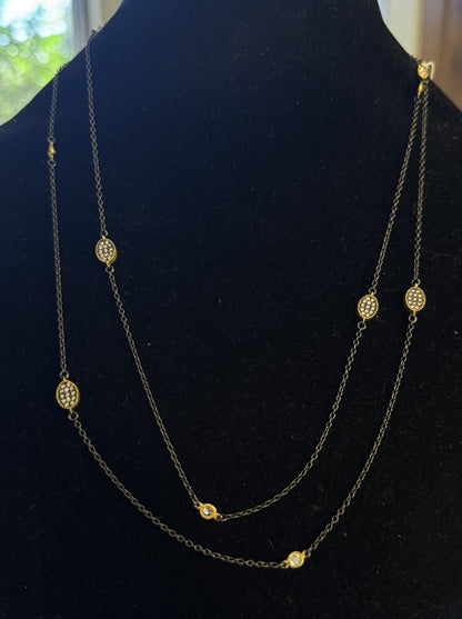 Freida Rothman Rhodium 14K Pltd Sterling Silver Cubic Zirconia Station Necklace