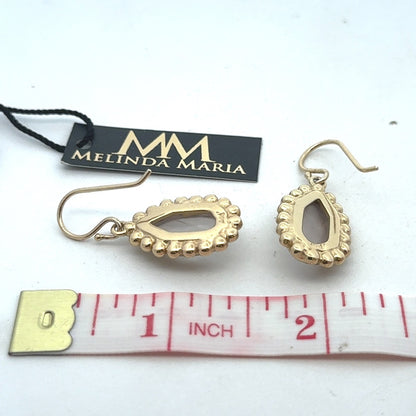 Designer Melinda Maria Gold Tone Cushion Moonstone Pear Teardrop Dangle Earrings