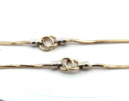 Italy 14K Yellow White Gold Two Tone Snake Chain Circle Station Necklace