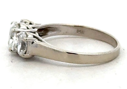 Classic 14k White Gold Oval Diamond Trio Engagement Ring