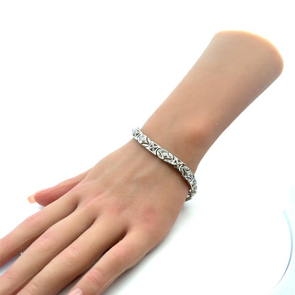 Estate 14K White Gold Diamond X O Cut Out Anniversary Statement Tennis Bracelet