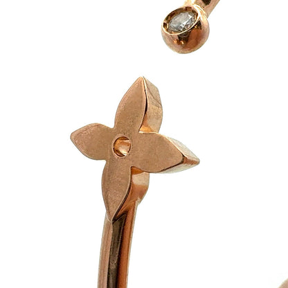Louis Vuitton 18K Yellow Gold Diamond Flower Open Stackable Bangle Bracelet