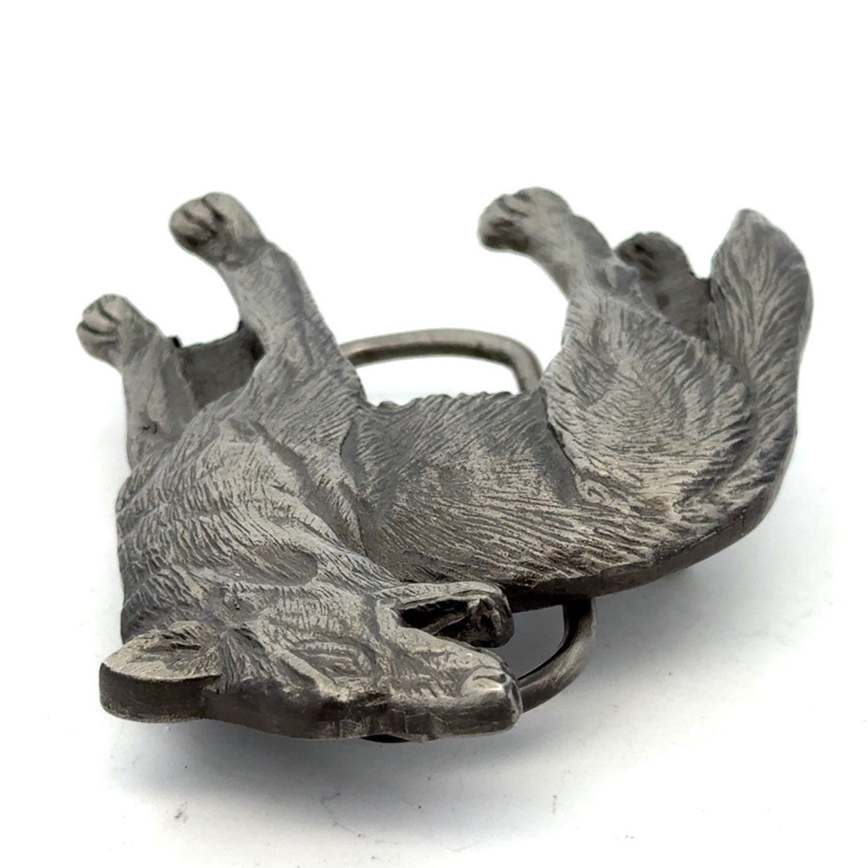 Vintage 1988 The Great American Buckle Co. Pewter Howling Lone Wolf Belt Buckle